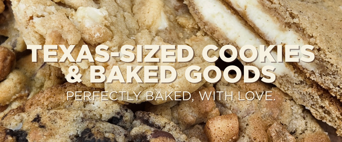 Baked to Perfection cookie display – Texas-sized cookies from San Antonio cottage bakery